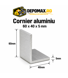 Cornier aluminiu 60 x 40 x 5 mm, 6 metri (EN AW-6060)